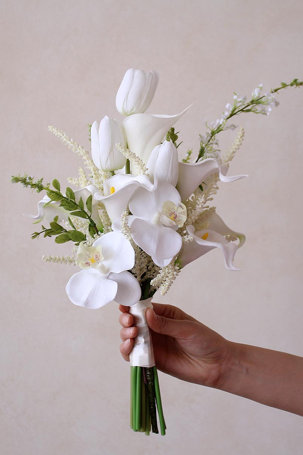 artificial wedding bouquet white green bridal bouquet posy orchid tulip wedding bouquet for spring