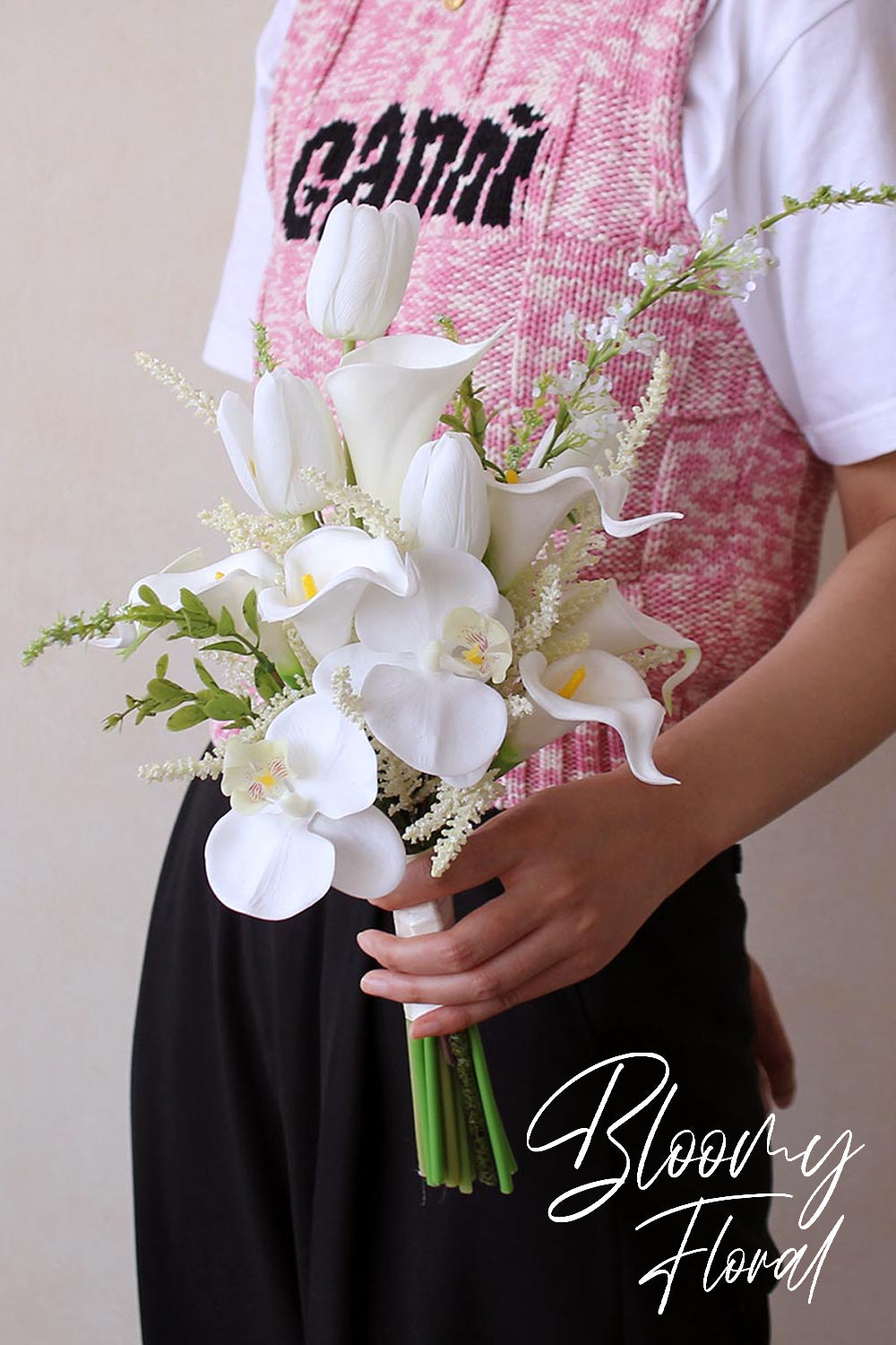 artificial wedding bouquet white green bridal bouquet posy orchid tulip wedding bouquet for spring