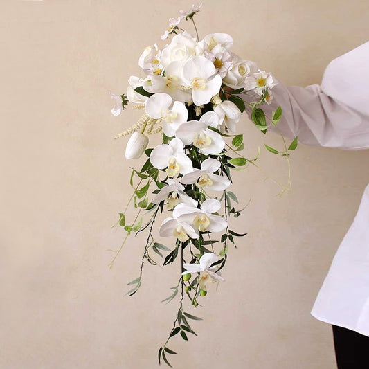 Orchid Cascade Bridal Bouquet in White