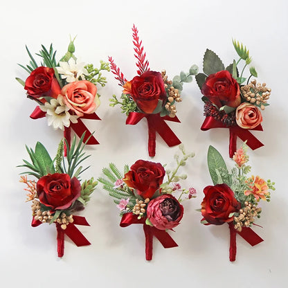 Boutonnieres in Red & Orange