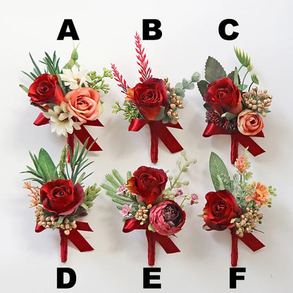 Boutonnieres in Red & Orange