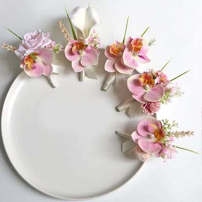 Orchid Boutonnieres in Blush Pink
