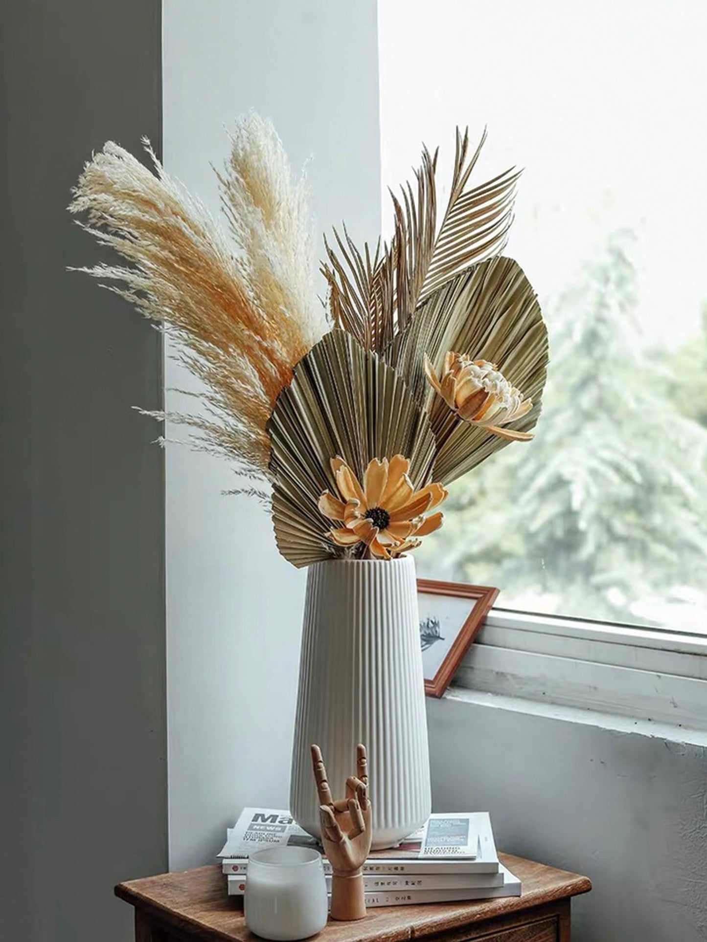 Dried Palms tropical wedding home decor wedding bouquet flower arrangements boho minimal farmhouse home decor