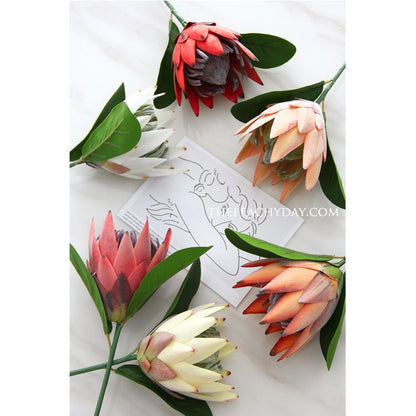 Real Touch fake faux Artificial King Protea tropical home decor wedding bouquet flower arrangements