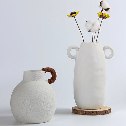Nordic Handmade Ceramic Vase with Handle