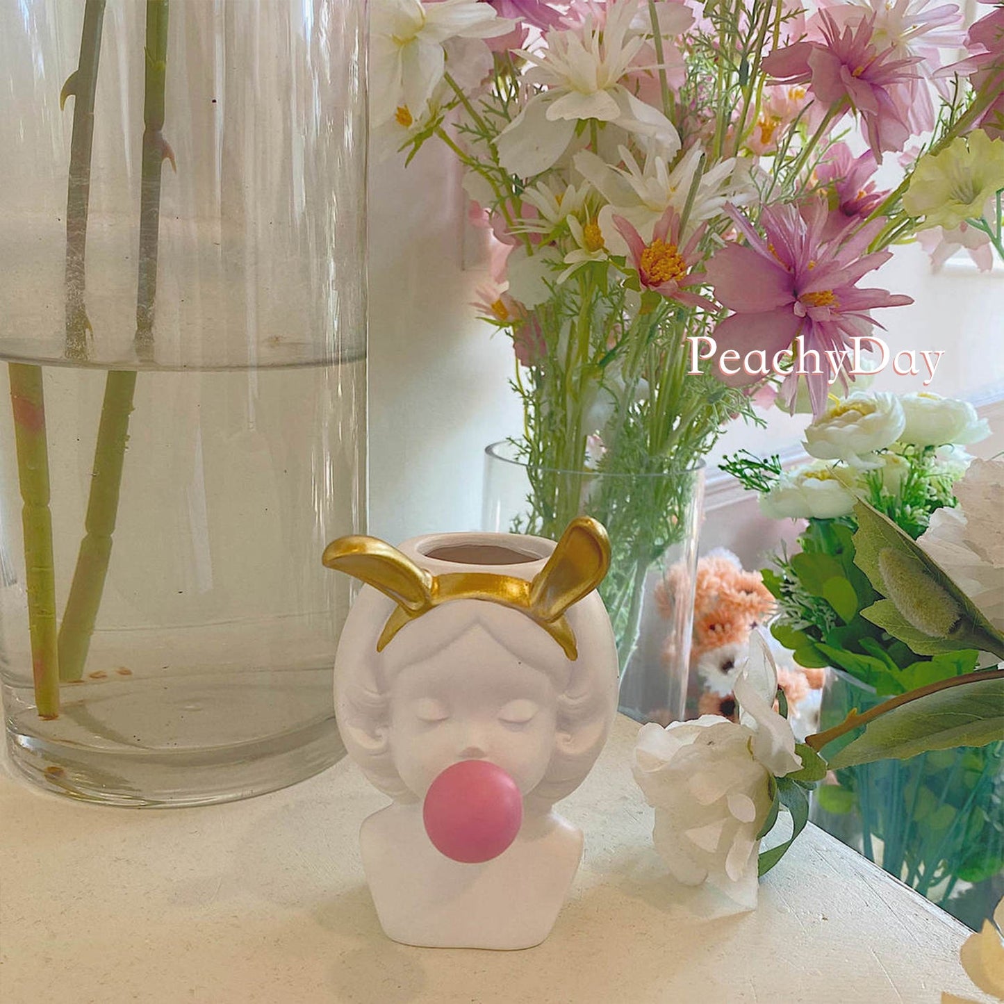 Resin Bubblegum Girl Vase