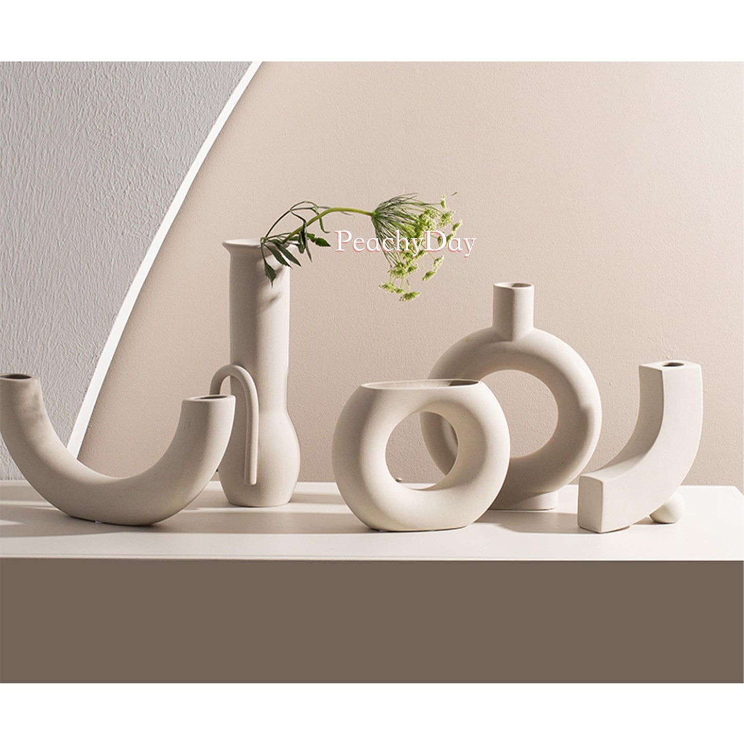 White and Beige Ceramic Vase