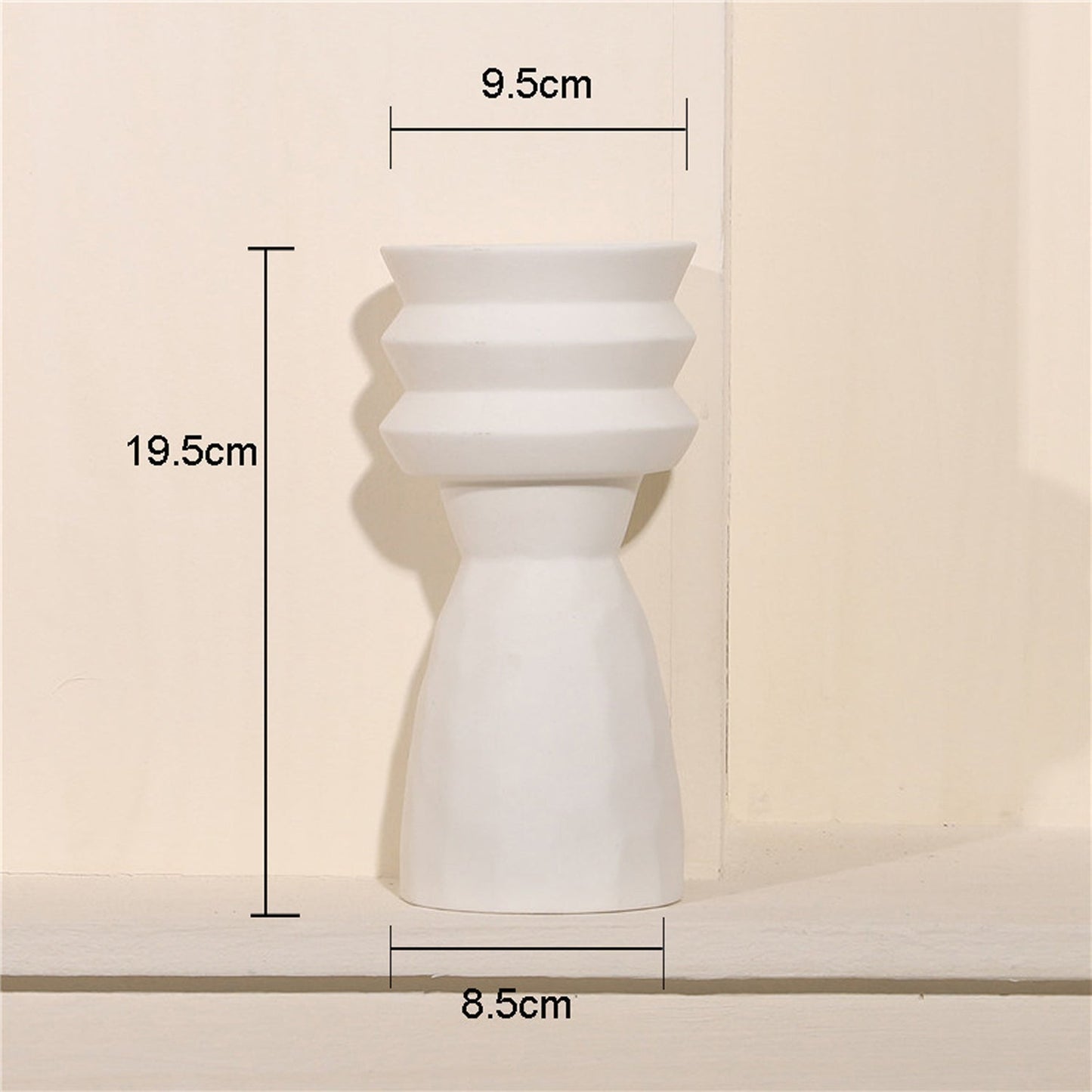 Beige Geometric Ceramic Vase