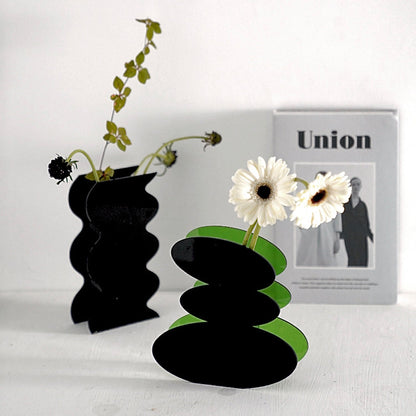 Black Geometric Acrylic Vase