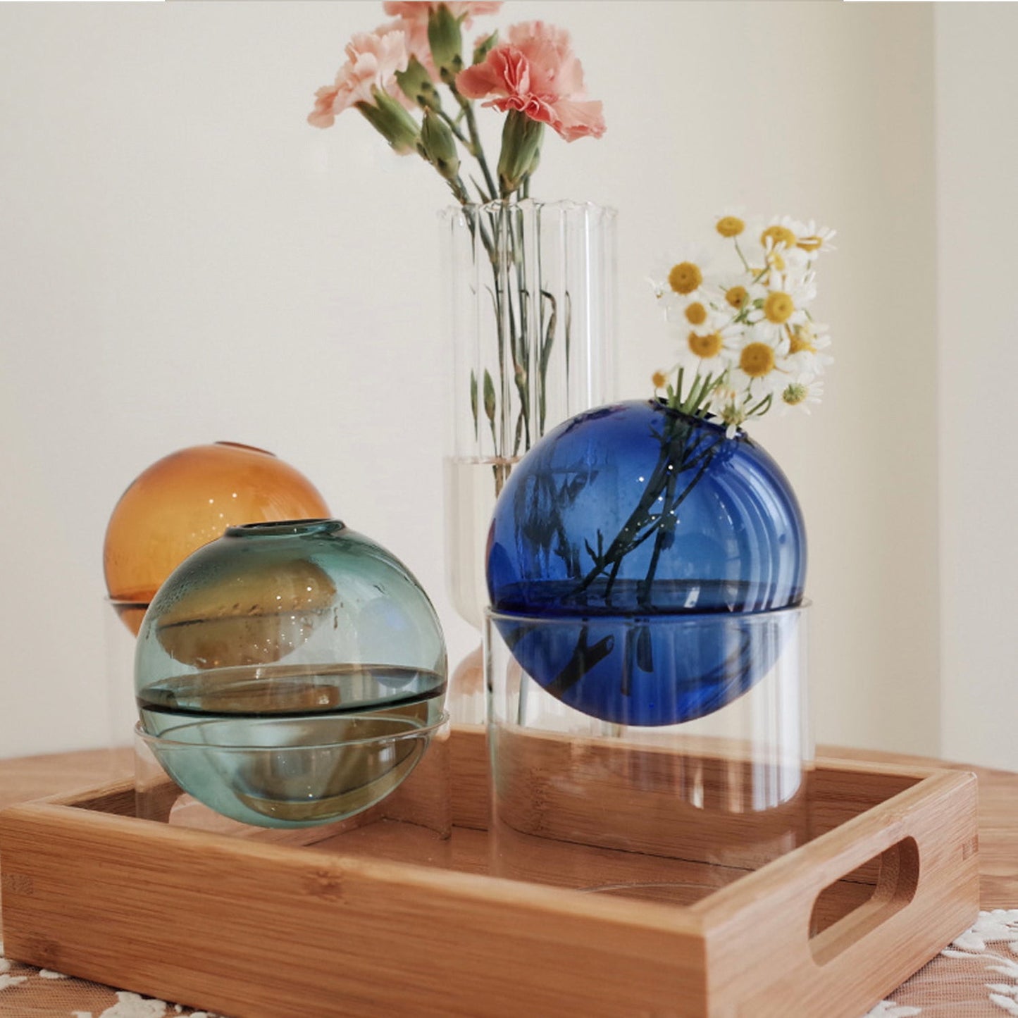 Glass Globe Vase with Clear Stand