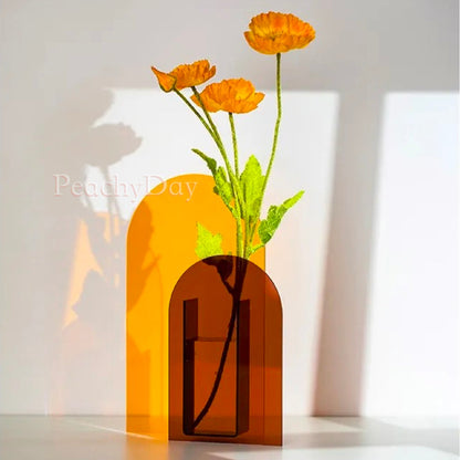 Modern Geometric Clear Acrylic Vases