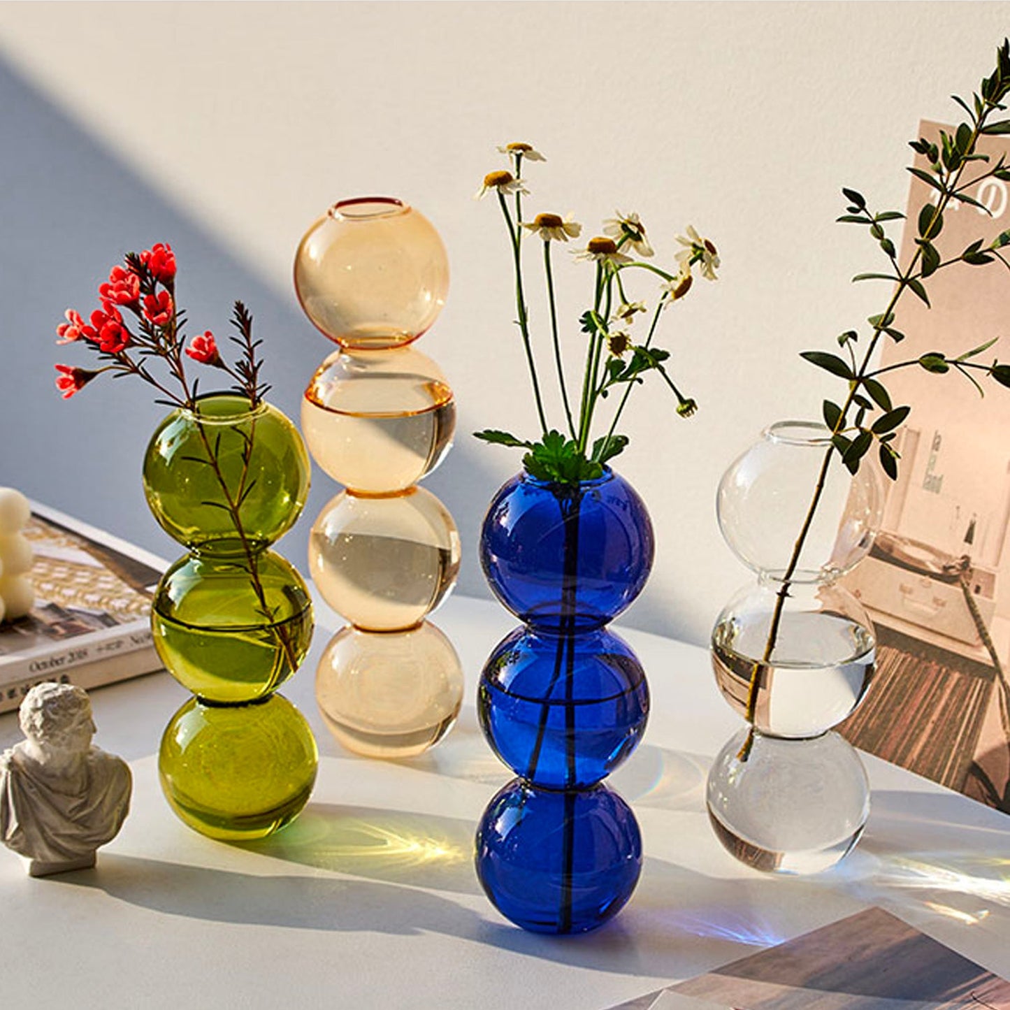 Stacked-Globes Glass Vase