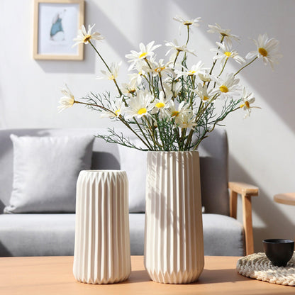 White Ridged Ceramic Vase