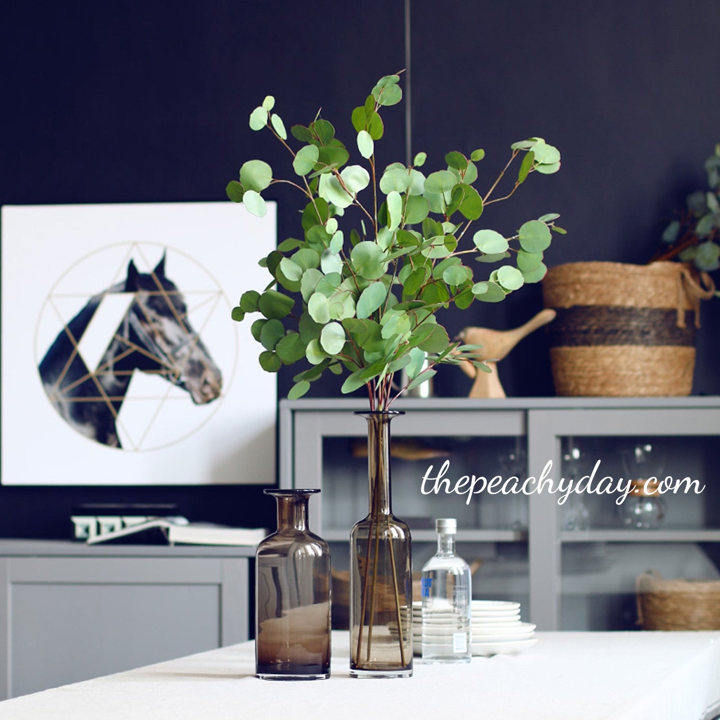 Tall Smoked Amber Glass Vase