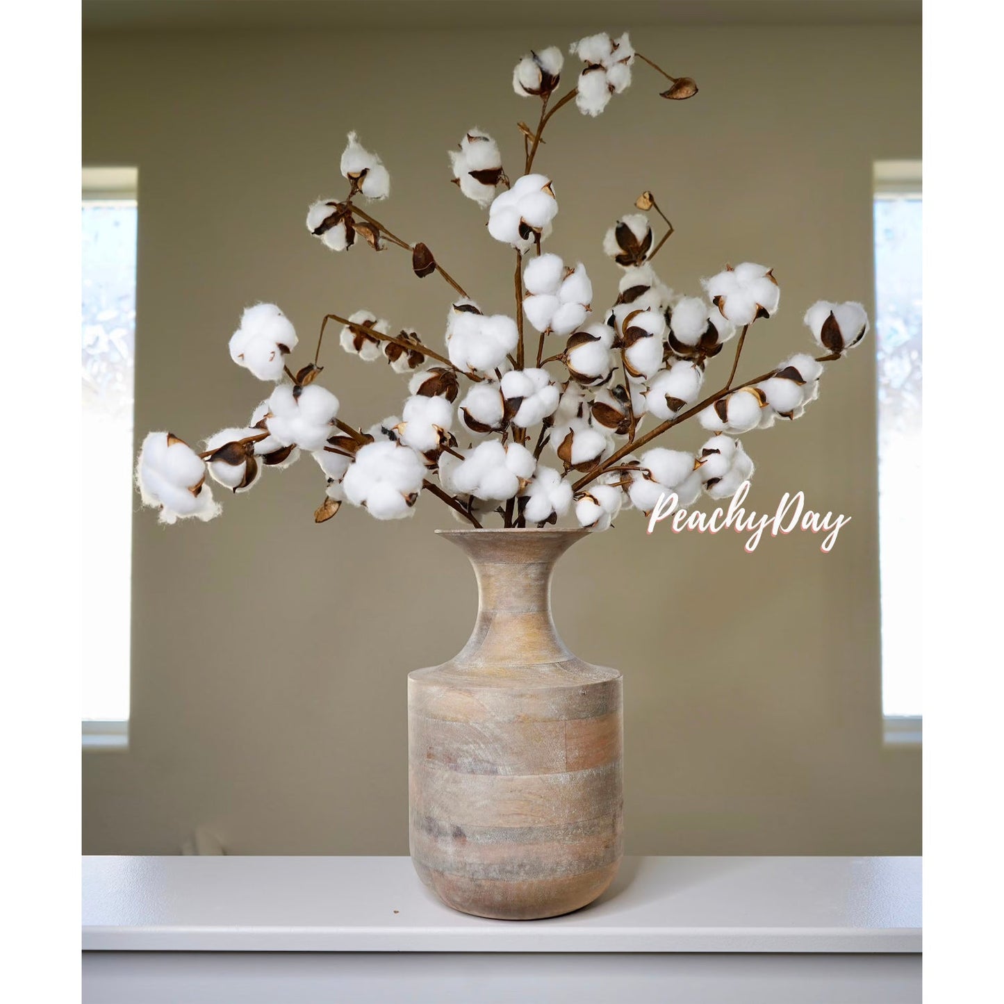 Dried Natural Cotton Stems home decor wedding bouquet flower arrangements boho minimal farmhouse home decor