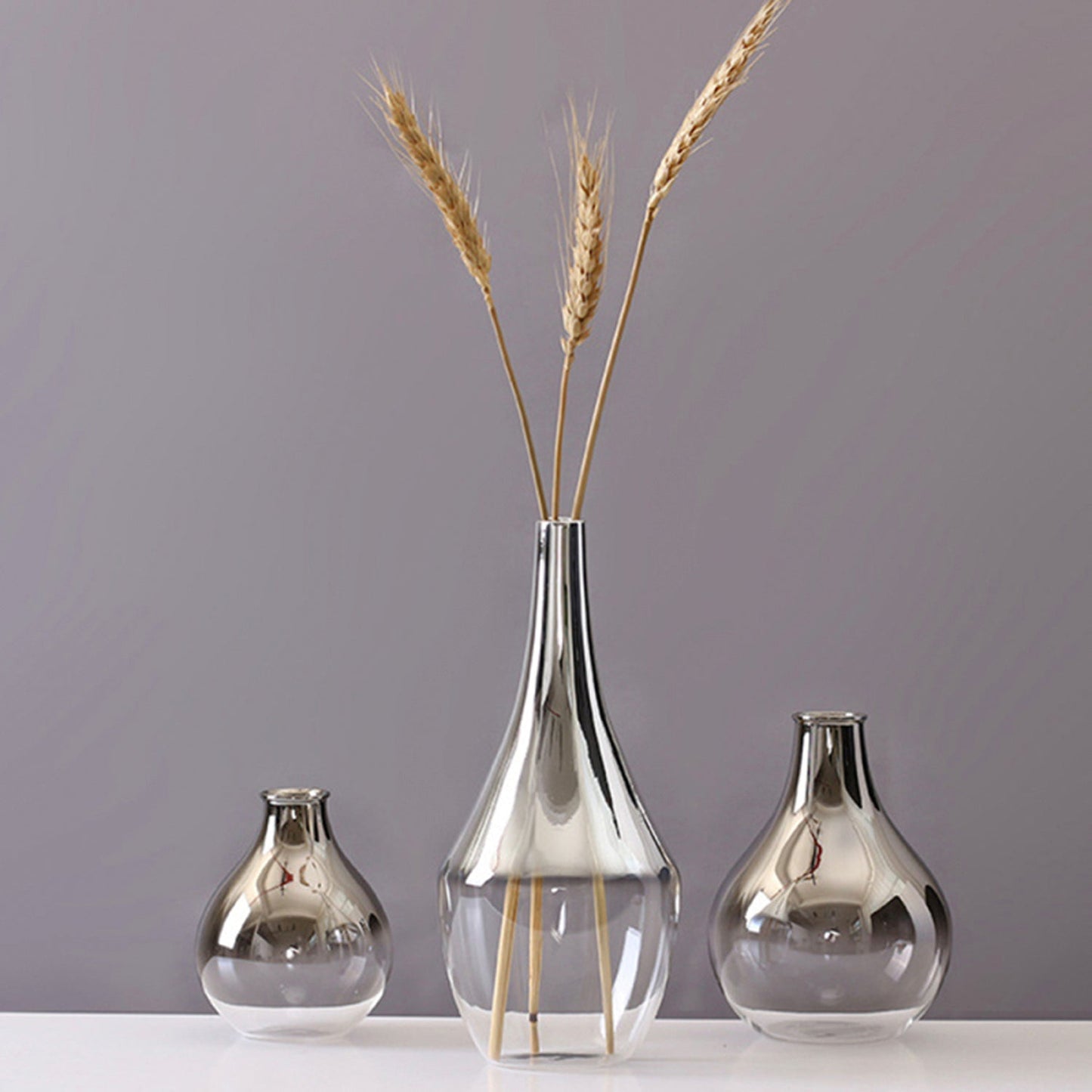 Ombre Silver Glass Vase