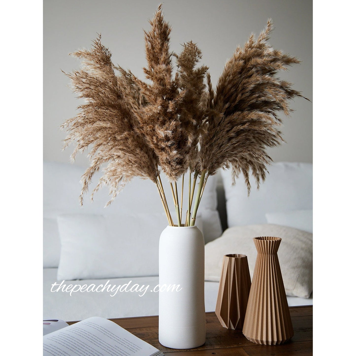 Dried Pampas Grass Brown Bunch home decor wedding bouquet flower arrangements boho minimal farmhouse home decor