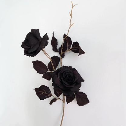 4 Stems Black Faux Rose 29.5“