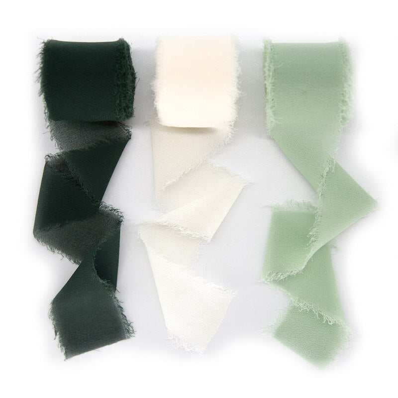 7Yd Sheer Frayed Chiffon Ribbons Set | 5 Ombre Colors