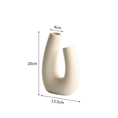 White and Beige Ceramic Vase