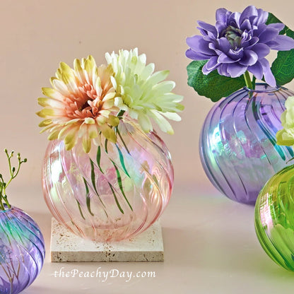 Iridescent Round Glass Bud Vase