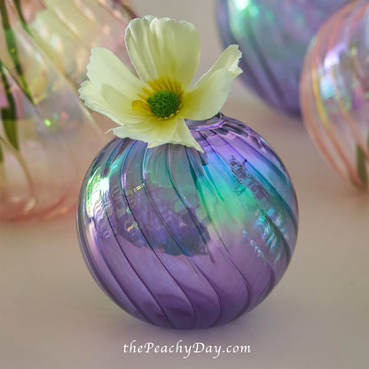 Iridescent Round Glass Bud Vase