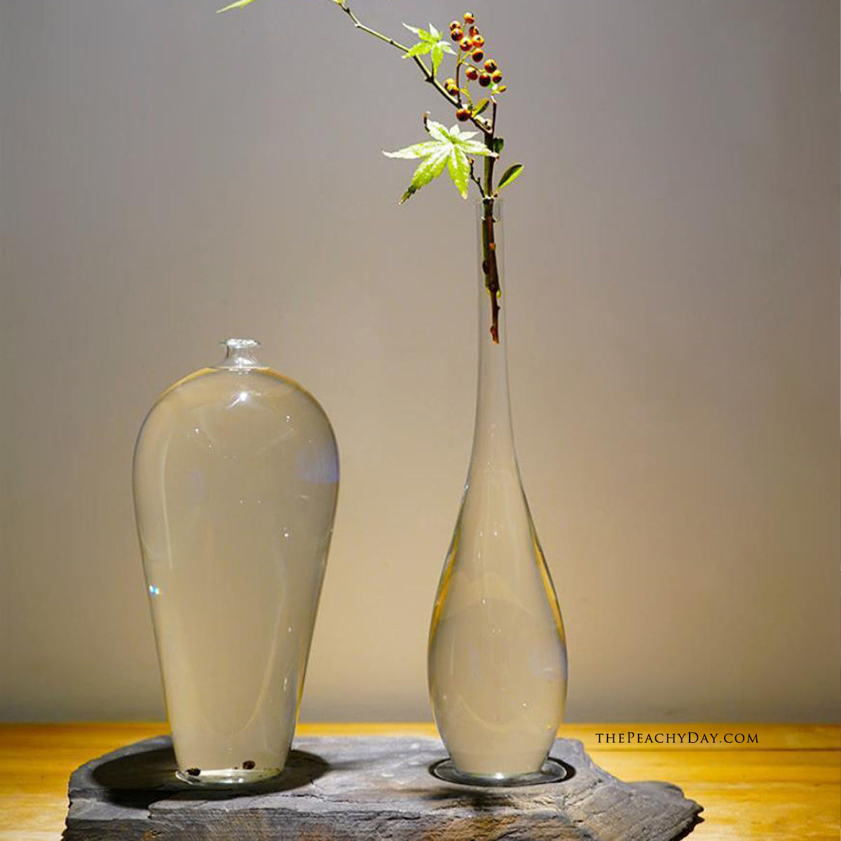 Japanese Chinese Zen Vase 梅瓶玉净瓶 Transparent decorative Glass bottle tea-culture tea ceremony Countertop Vase Home Decoration Flower Arrangement Hydroponic Small Vase Home