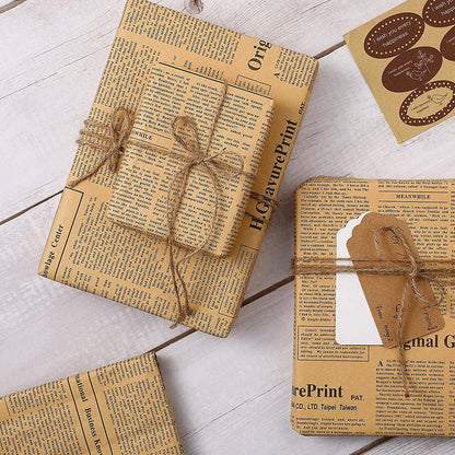 20pcs Kraft Newspaper Wrapping Paper Sheets