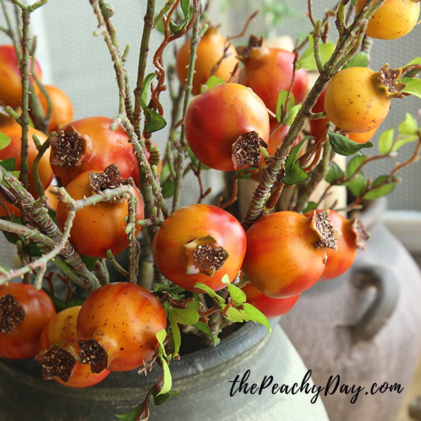 Artificial Pomegranate Branch 25.6" | 3 Colors