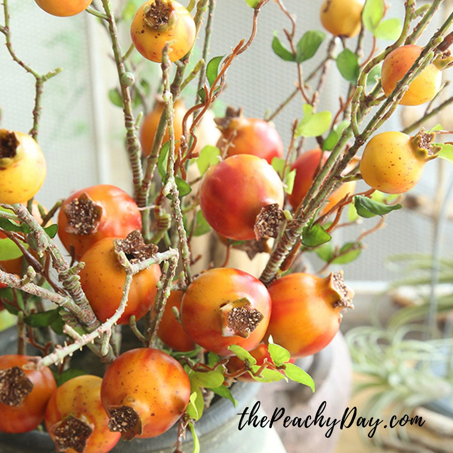 Artificial Pomegranate Branch 25.6" | 3 Colors