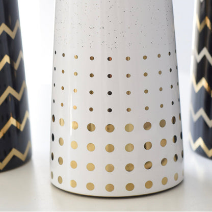 Gold Plated White Ceramic Vases