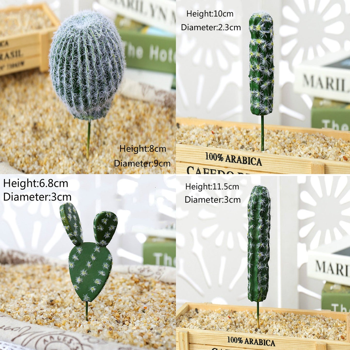 Small Artificial Cactus Picks Set of 4