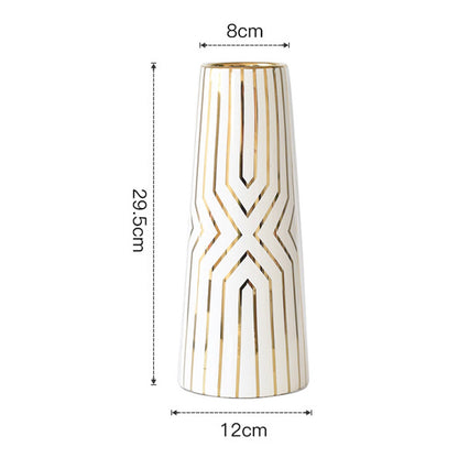 Gold Plated White Ceramic Vases