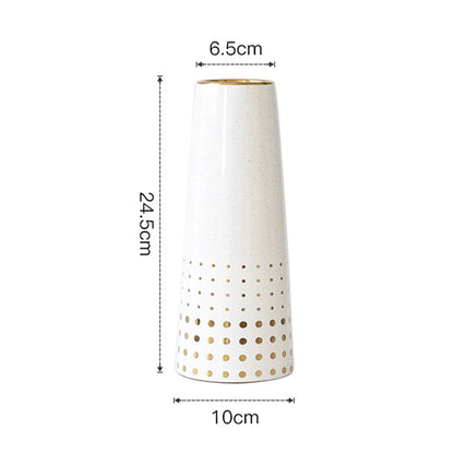 Gold Plated White Ceramic Vases