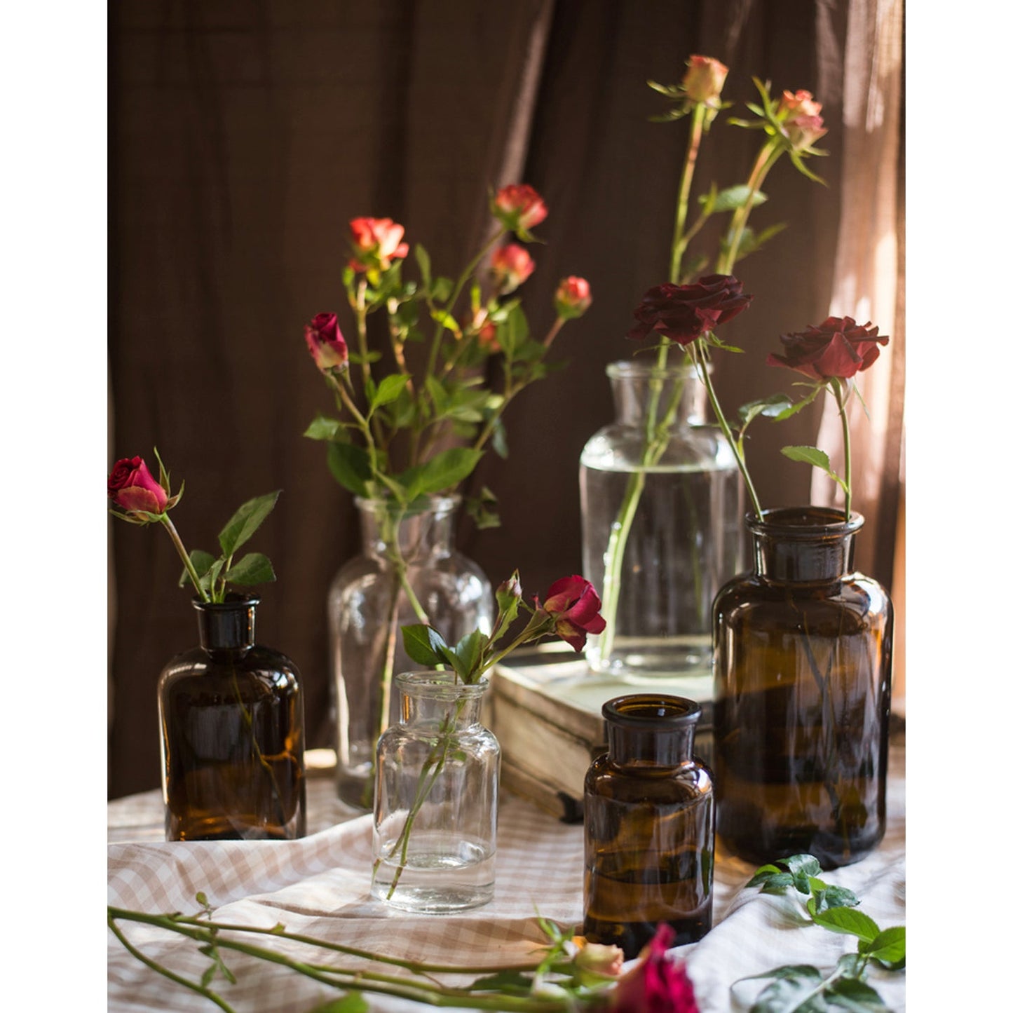 Amber and Clear Glass Bottles