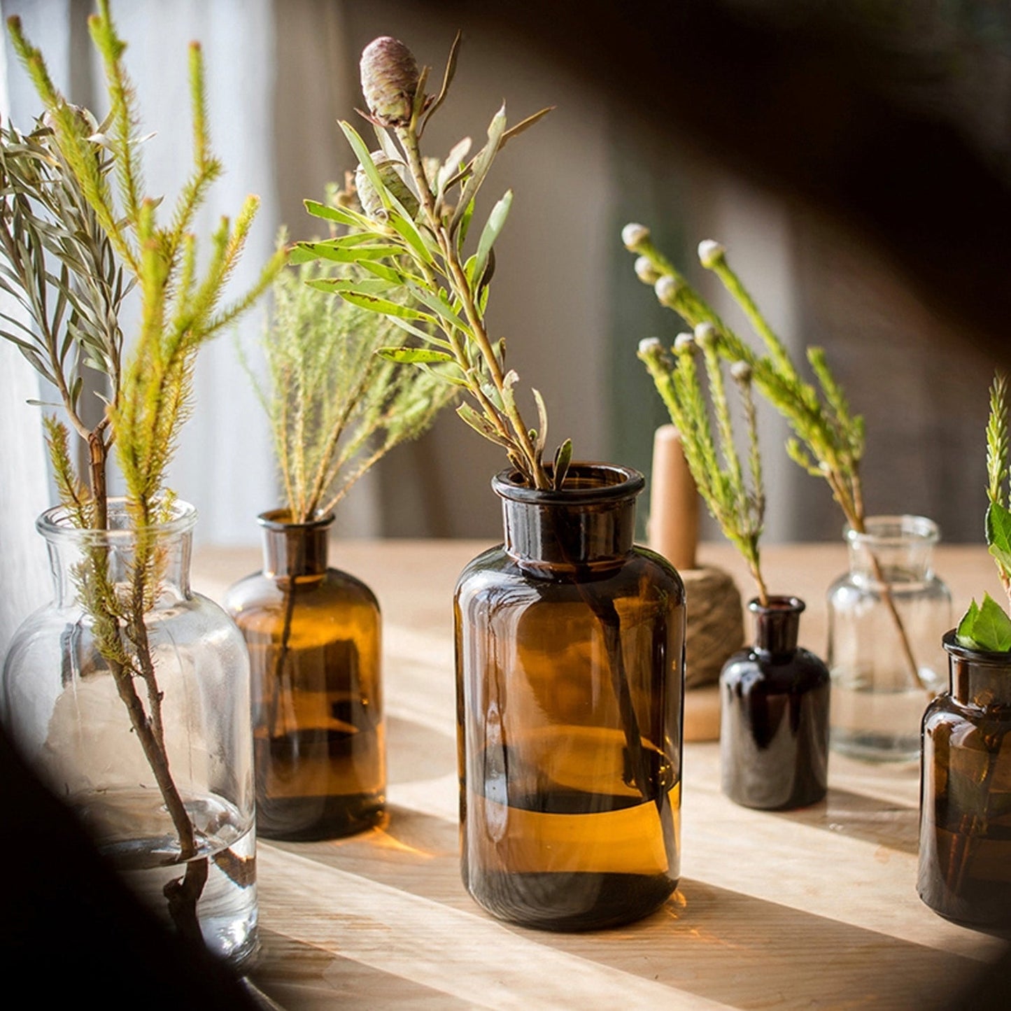 Amber and Clear Glass Bottles