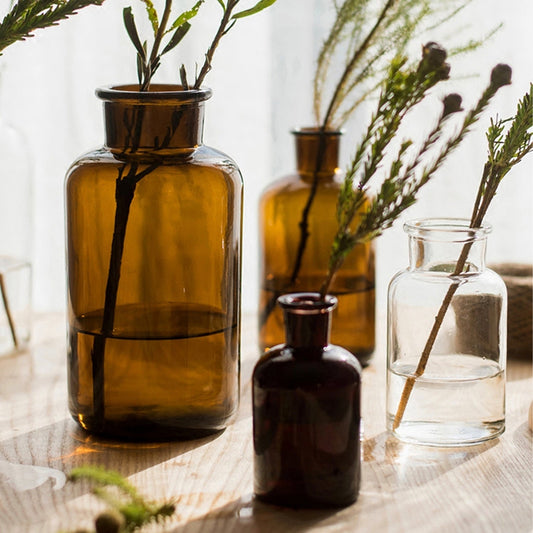 Amber and Clear Glass Bottles