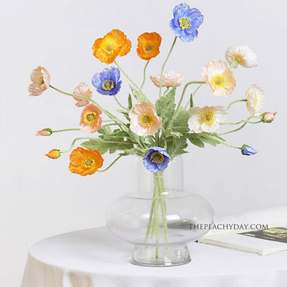 5 Stems Poppy Flowers 23.6" | 10 Colors