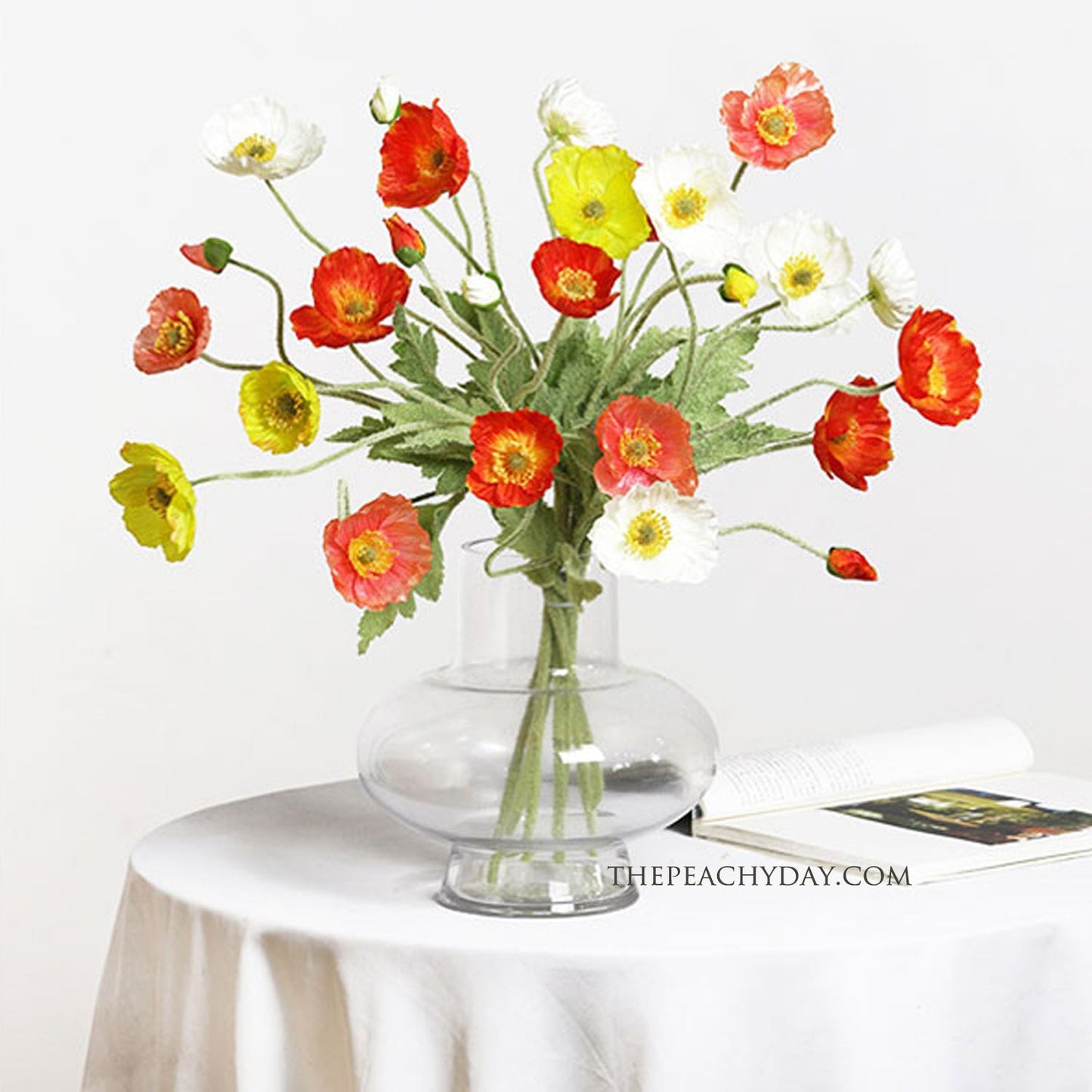 5 Stems Poppy Flowers 23.6" | 10 Colors