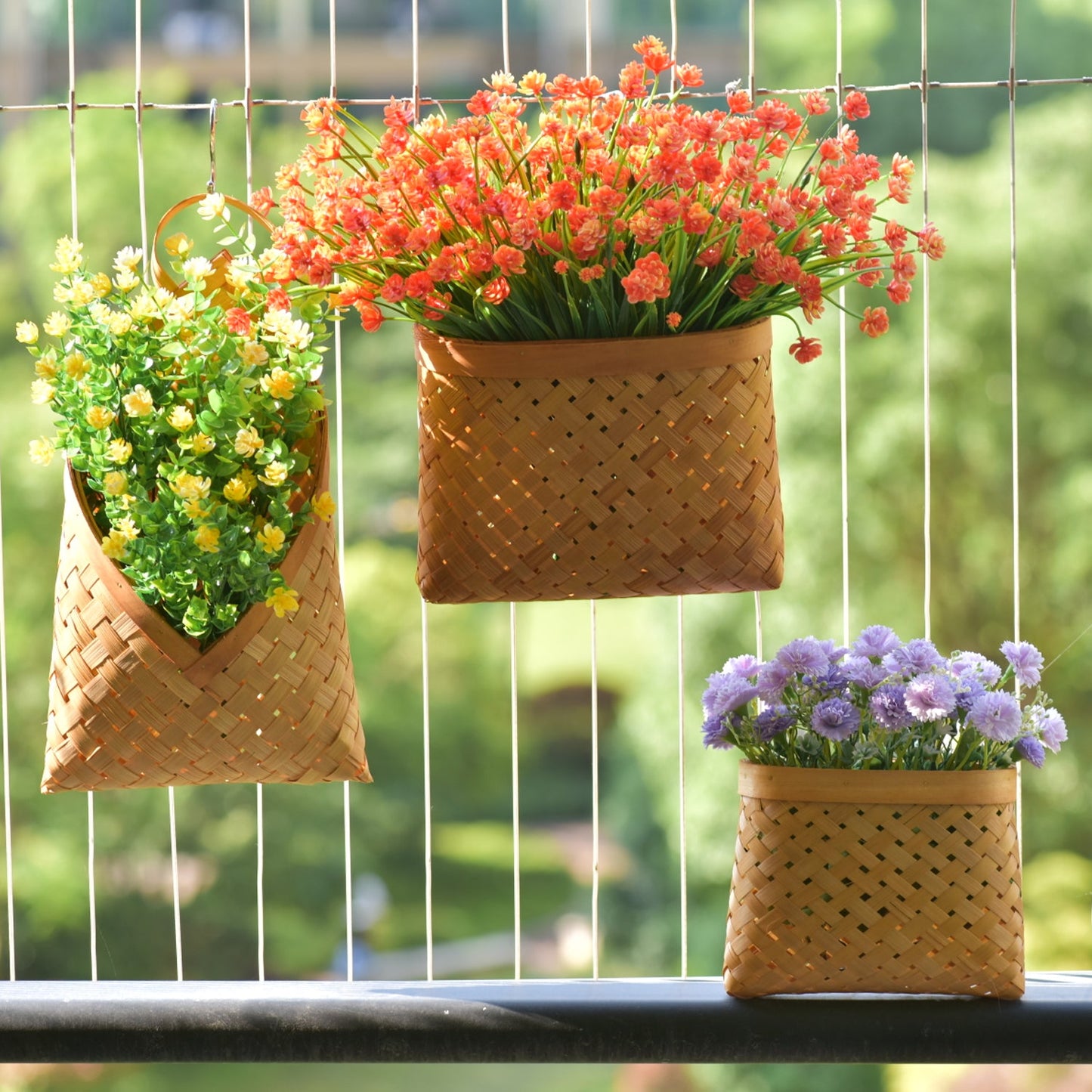 Bamboo Wicker Hanging Basket