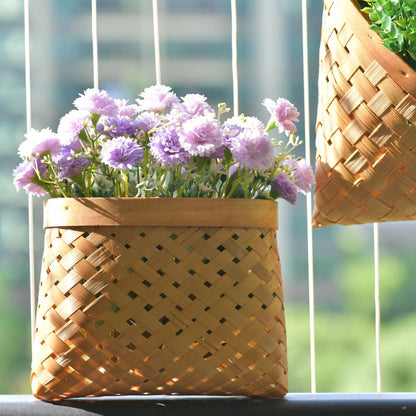 Bamboo Wicker Hanging Basket