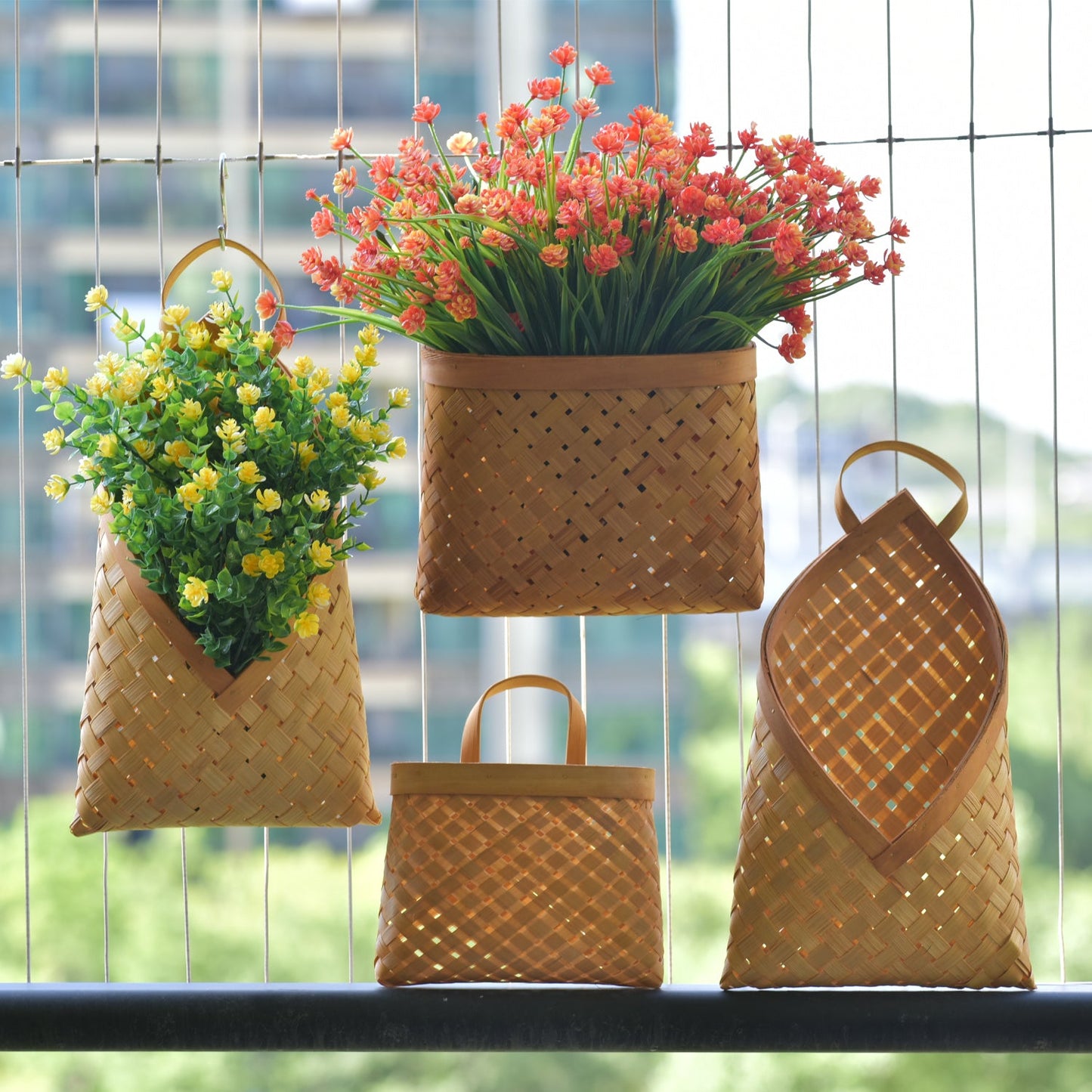 Bamboo Wicker Hanging Basket