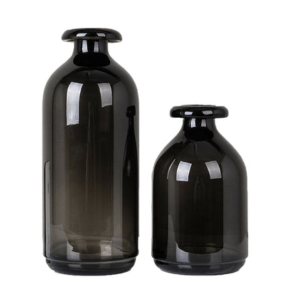 Smoked Black Glass Vase Set of 2
