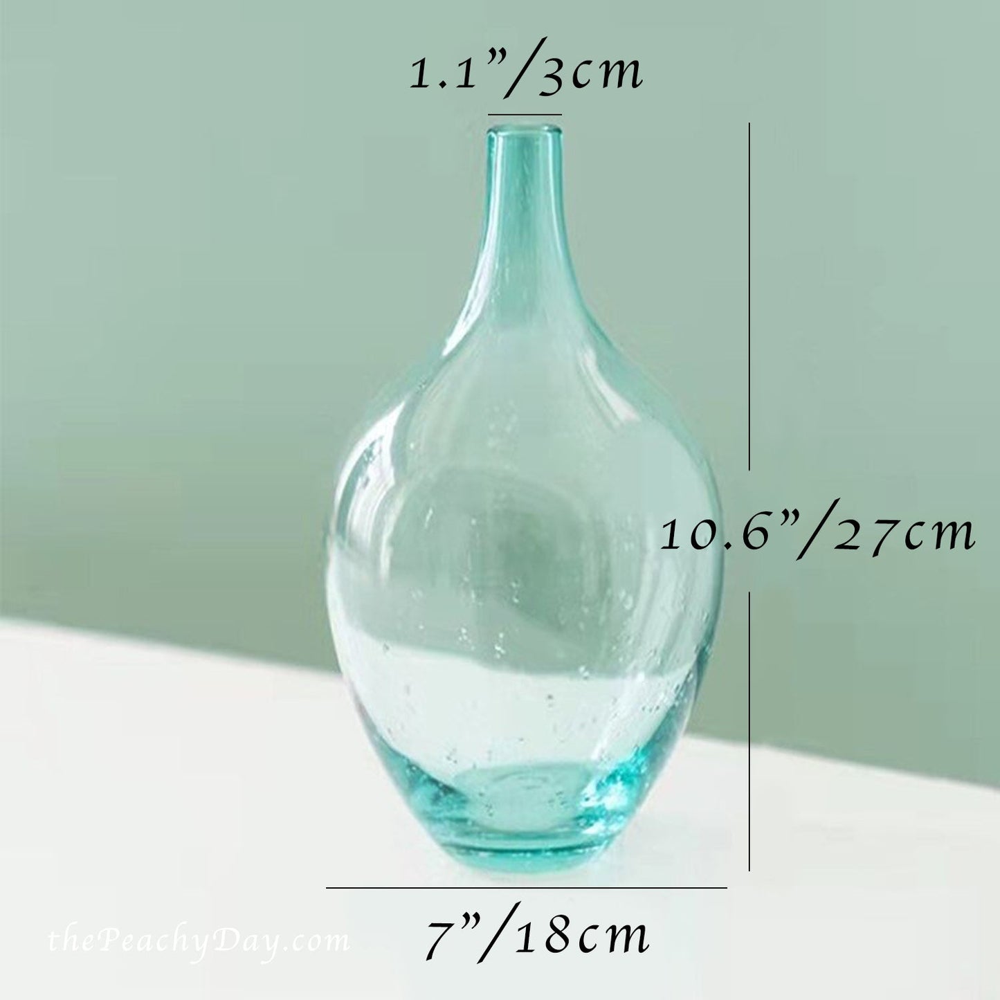 Sea Blue Bubble Glass Jug Vase