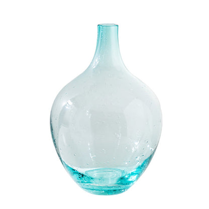 Sea Blue Bubble Glass Jug Vase