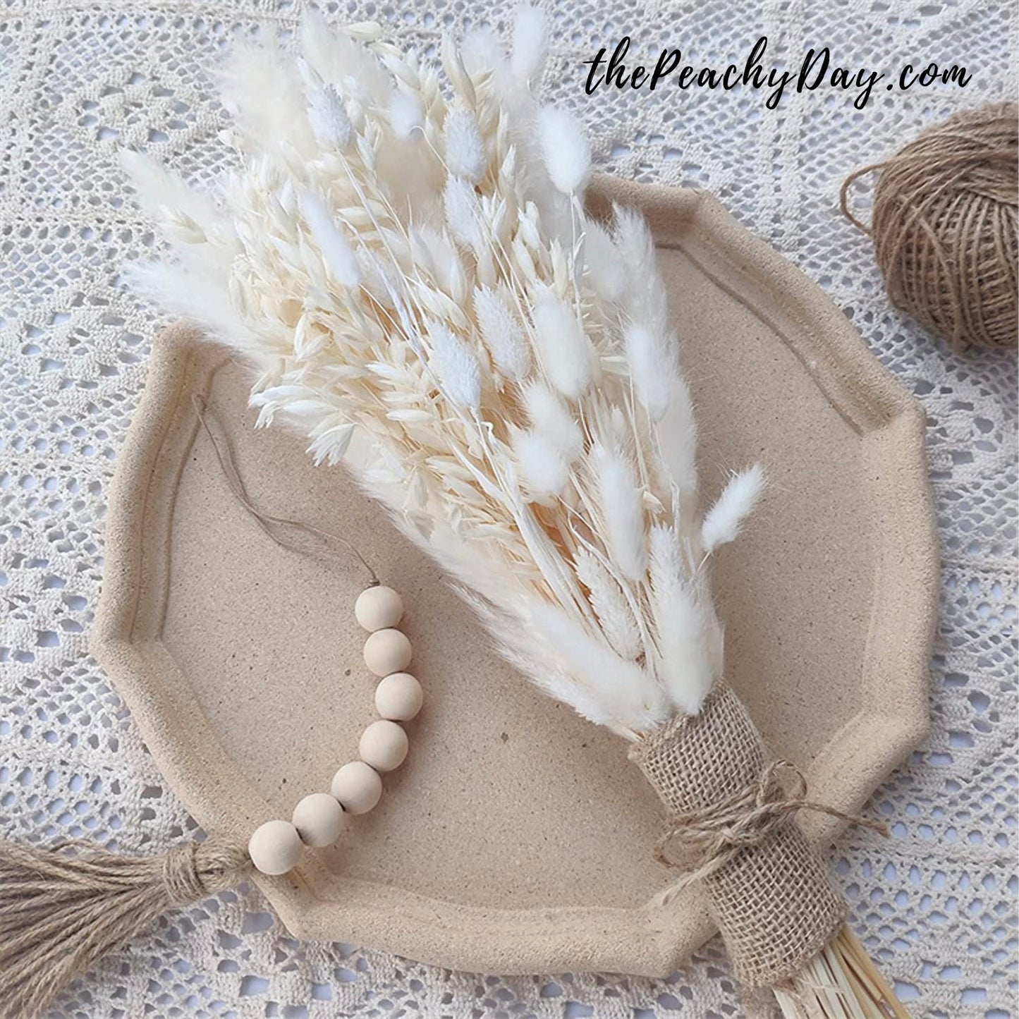 Dried Pampas Bunny Tail Bouquet 17"