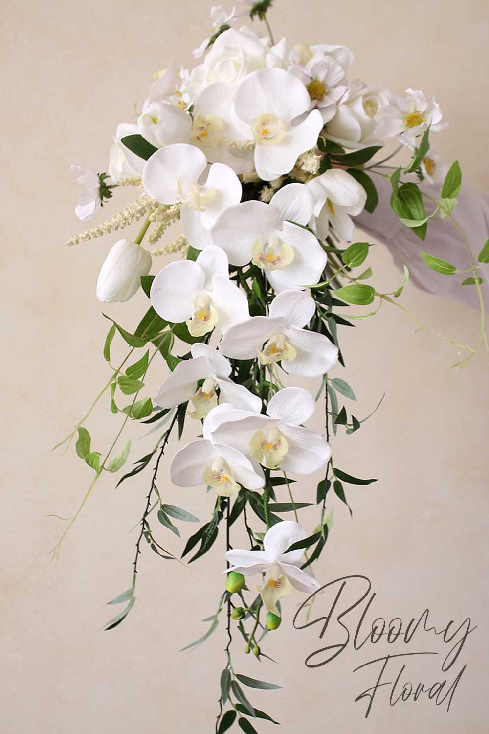 cascade bouquet white orchid cascade wedding bridal bouquet artificial flower waterfall cascading wedding bouquet