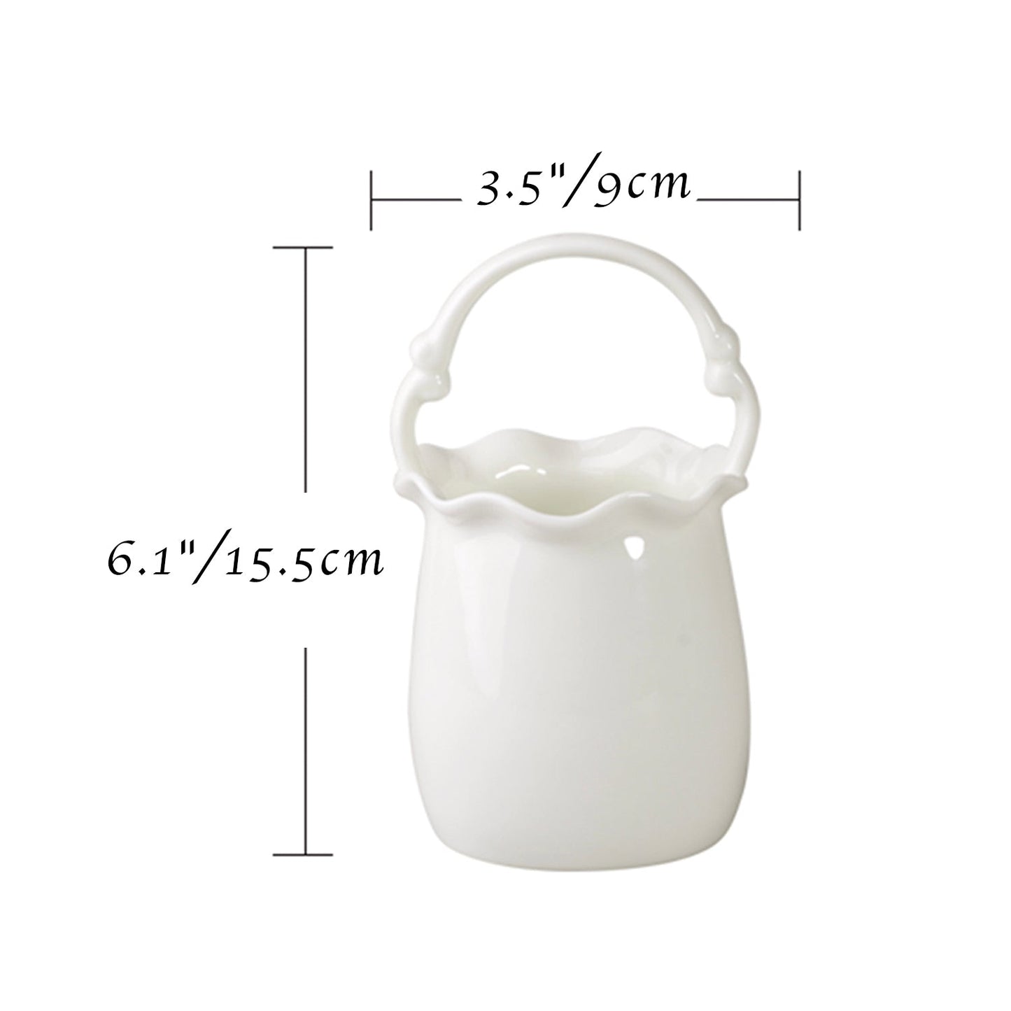 White Ceramic Bag Vase / Utensil Holder