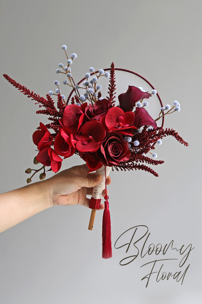 Tuan-Shan Orchid Bouquet in Burgundy