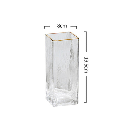 Clear Hammered Rectangular Glass Vase